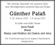 Günther PALAß Schwerin Traueranzeige