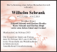 Wilhelm SCHRANK Menkendorf Traueranzeige